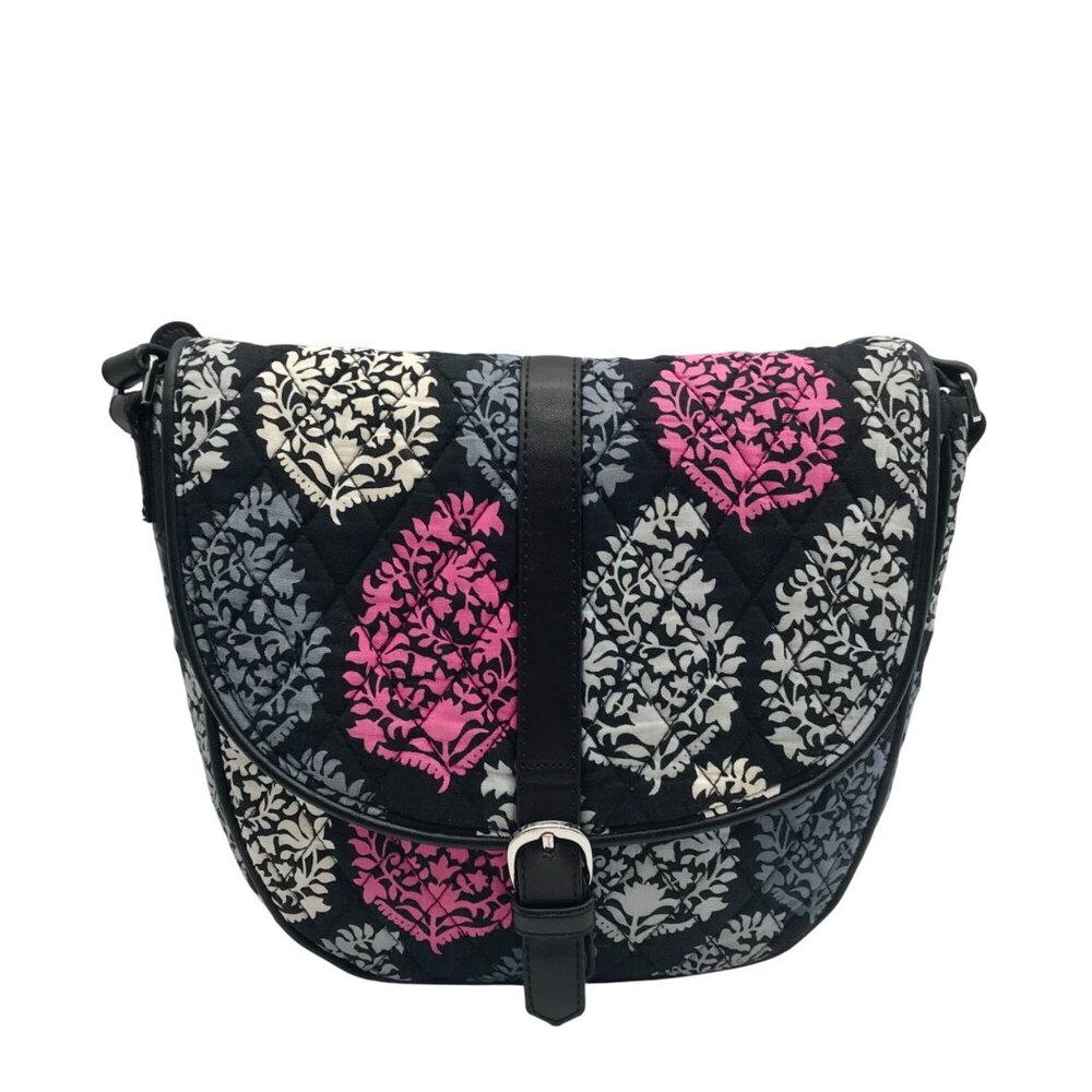 Vera Bradley Black Multicolor Quilted Cotton Crossbody Bag